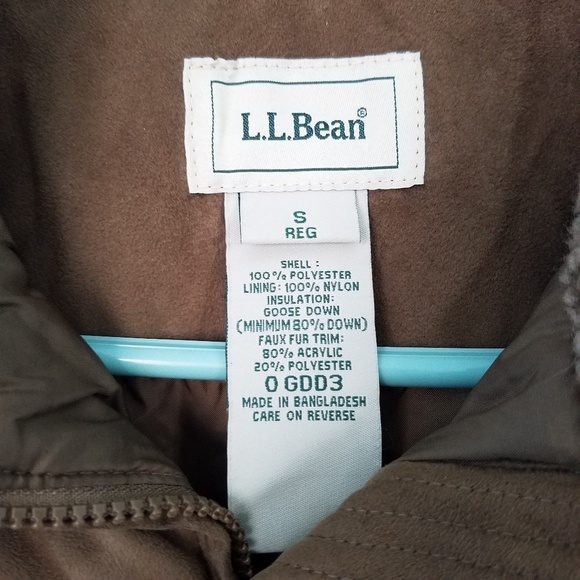 LL Bean Down Vest Puffer Faux Fur Collar Brown Sm - Picture 3 of 7